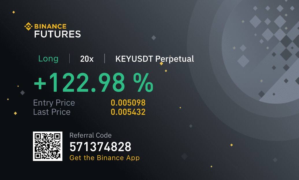 KEYUSDT futures result screenshot showing a reported positive trade outcome